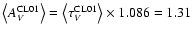 $\left\langle A_{V}^{{\rm CL01}}\right\rangle =\left\langle \tau_{V}^{{\rm CL01}}\right\rangle \times1.086=1.31$