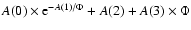 $A(0)\times {\rm e}^{-A(1)/\Phi}+A(2)+A(3)\times\Phi$