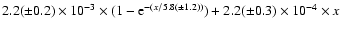 $2.2(\pm0.2)\times10^{-3} \times (1-{\rm e}^{-(x/5.8(\pm1.2) \rm )})+2.2(\pm0.3)\times10^{-4}\times x$