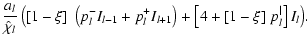 $\displaystyle \frac{a_l}{\hat{\chi}_l} \left( [1 - \xi] \; \left( p_l^- I_{{l-1...
...l^+ I_{{l+1}}\right) + \left[ 4 + [1 - \xi] \; p_l^\vert \right] I_l \right)\!.$