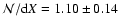$\mathcal{N}/{\rm d}X = 1.10 \pm 0.14$