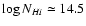 $\log N_{H {\sc i}} \simeq 14.5$