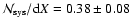$\mathcal{N}_{{\rm sys}}/{\rm d}X = 0.38 \pm 0.08$