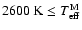 $2600~{\rm K} \leq
T_{{\rm eff}}^{{\rm M}}$