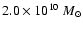 $2.0\times 10^{10}~M_\odot$