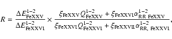 \begin{displaymath}R=\frac{\Delta E^{1-2}_{{\rm FeXXV}}}{\Delta
E^{1-2}_{{\rm Fe...
...+
\xi_{{\rm FeXXVII}}\alpha^{1-2}_{{\rm RR},\ {\rm FeXXVI}}
},
\end{displaymath}