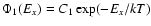 $\Phi_{1}(E_{{x}})=C_{1}
\exp(-E_{{x}}/kT)$