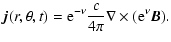 $\displaystyle \vec{j}(r,\theta,t) = {\rm e}^{-\nu} \frac{c}{4 \pi} \nabla \times ({\rm e}^{\nu} \vec{B}).$