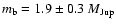 $m_{\rm b} = 1.9 \pm 0.3~M_{\rm Jup}$