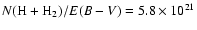 $N({\rm H+H}_2)/E(B-V)=5.8\times 10^{21}$