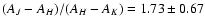 $(A_J-A_H)/(A_H-A_K)=1.73\pm0.67$