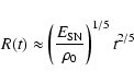 \begin{displaymath}%
R(t) \approx \left(E_{\rm SN}\over\rho_0\right)^{1/5} t^{2/5}
\end{displaymath}