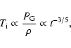 \begin{displaymath}%
T_{\rm i} \propto {P_{\rm G}\over\rho} \propto t^{-3/5},
\end{displaymath}