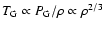 $T_{\rm G} \propto P_{\rm G}/\rho \propto \rho^{2/3}$