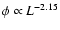 $\phi \propto L^{-2.15}$