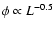 $\phi \propto L^{-0.5}$