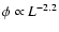 $\phi \propto L^{-2.2}$