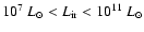 $10^{7}~L_{\odot} < L_{\rm ir} < 10^{11}~L_{\odot}$