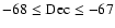 $\rm -68\leq Dec\leq-67$