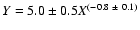 $Y=5.0\pm0.5X^{(-0.8~\pm~0.1)}$