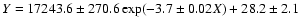 $Y=17243.6\pm270.6\exp(-3.7\pm0.02X)+28.2\pm2.1$