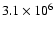 $3.1 \times 10^{6}$
