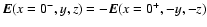 ${\vec E}(x=0^-,y,z)=-{\vec E}(x=0^+,-y,-z)$