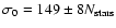 $\sigma_0 = 149 \pm 8 N_{\rm stars}$