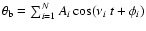 $\theta_{\rm b} = \sum_{i=1}^N A_i \cos(\nu_i~ t + \phi_i)$