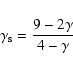 \begin{displaymath}\gamma_{\rm s}=\frac{9-2\gamma}{4-\gamma}
\end{displaymath}