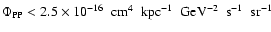 $\Phi_{\rm PP} < 2.5 \times
10^{-16}\;{\rm ~cm}^4\;{\rm ~kpc}^{-1}\;{\rm ~GeV}^{-2}\;{\rm ~s}^{-1}\;{\rm ~sr}^{-1}$