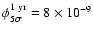 $\phi^{\rm 1~ yr}_{5 \sigma}=8 \times 10^{-9}$