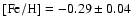 ${\rm [Fe/H]}=-0.29\pm 0.04$