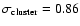 $\sigma_{\rm cluster}=0.86$