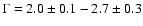 $\Gamma =
2.0\pm0.1-2.7\pm0.3$