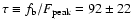 $\tau \equiv f_{\rm b}/F_{\rm peak}=92\pm22$