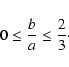 \begin{displaymath}0 \le \frac{b}{a} \le \frac{2}{3}\cdot
\end{displaymath}