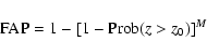 \begin{displaymath}%
{\rm FAP}=1-[1-{\rm Prob}(z>z_{0})]^{M}
\end{displaymath}