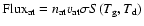 ${\rm Flux}_{\rm at}=n_{\rm at} v_{\rm at}
\sigma S(T_{\rm g},T_{\rm d})$