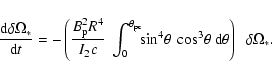 \begin{displaymath}\frac{{\rm d}\delta \Omega_*}{{\rm d}t} = - \left(\frac{B_{\r...
...\cos^3 \!\theta ~ {\rm d}\theta
\right)
\ \ \delta \Omega_* .
\end{displaymath}