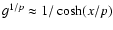 $ g^{1/p} \approx 1/\cosh(x/p)$