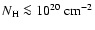 $N_{\rm H} \la 10^{20}~\rm cm^{-2}$