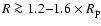 $R \ga 1.2{-}1.6 \times R_{\rm p}$