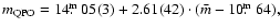 $m_{\rm QPO}=14\hbox{$.\!\!^{\rm m}$ }05(3)+2.61(42)\cdot(\bar{m}-10\hbox{$.\!\!^{\rm m}$ }64),$