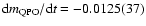 ${\rm d}m_{\rm QPO}/{\rm d}t=-0.0125(37)$