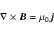 \begin{displaymath}\nabla \times \vec{B}
=
\mu_0 \vec{j}
\end{displaymath}