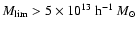 $M_{\rm
lim}>5\times 10^{13}~{\rm h}^{-1}~{M_{\odot}}$