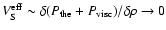 $V^{\rm eff}_{\rm {S}} \sim \delta(P_{\rm {the}} + P_{\rm {visc}})/\delta \rho \rightarrow 0$