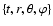$\{t,r,\theta,\varphi\}$
