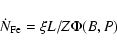 \begin{displaymath}\dot {N}_{\rm Fe}=\xi L/Z\Phi(B,P)
\end{displaymath}